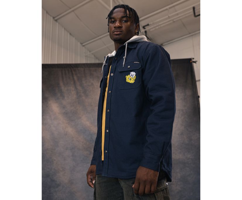 wolverine x university of michigan overman hooded canvas shirt-jacbig tall
