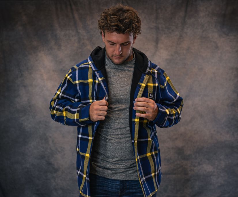 wolverine x university of michigan bucksaw hooded flannel shirt-jac big tall