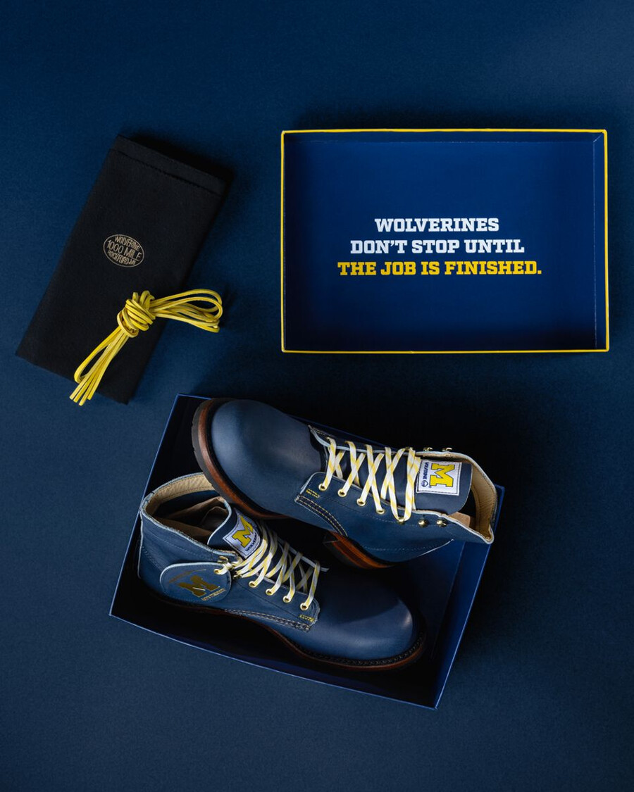 wolverine x university of michigan team 144 commemorative 1000 mile boot
