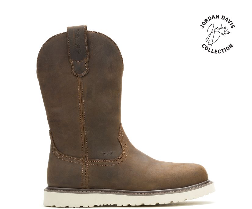 wolverine x jordan davis bronc wedge steel-toe waterproof work wellington