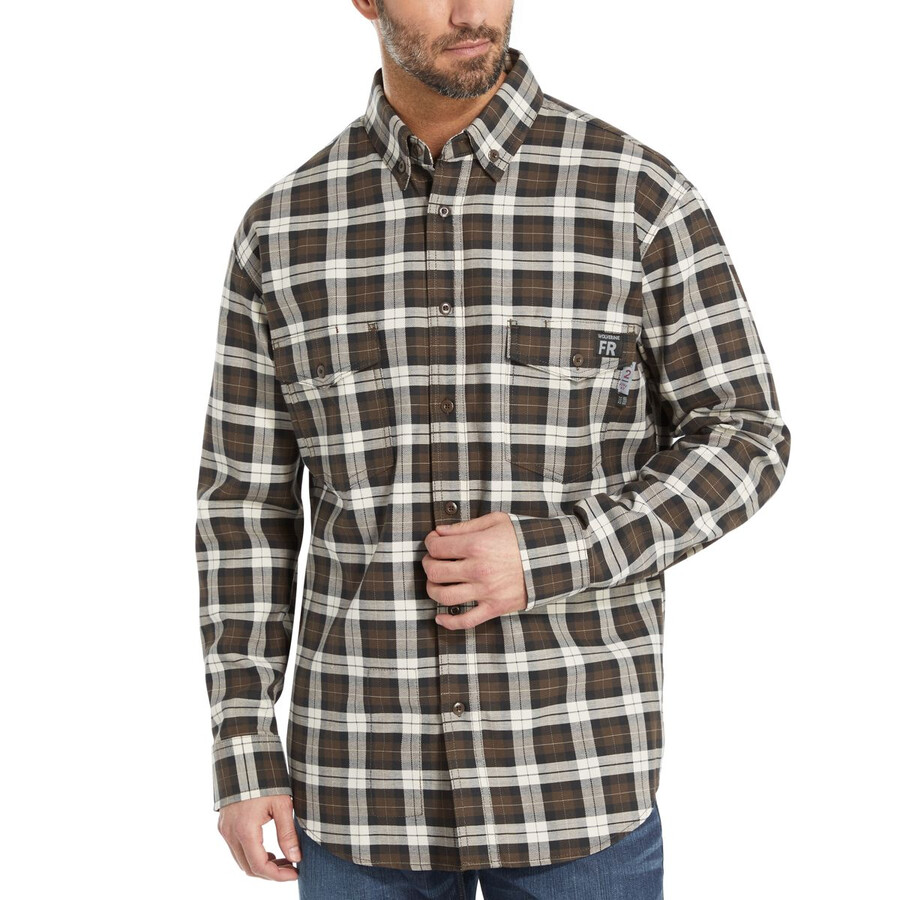 fr plaid long sleeve twill shirt