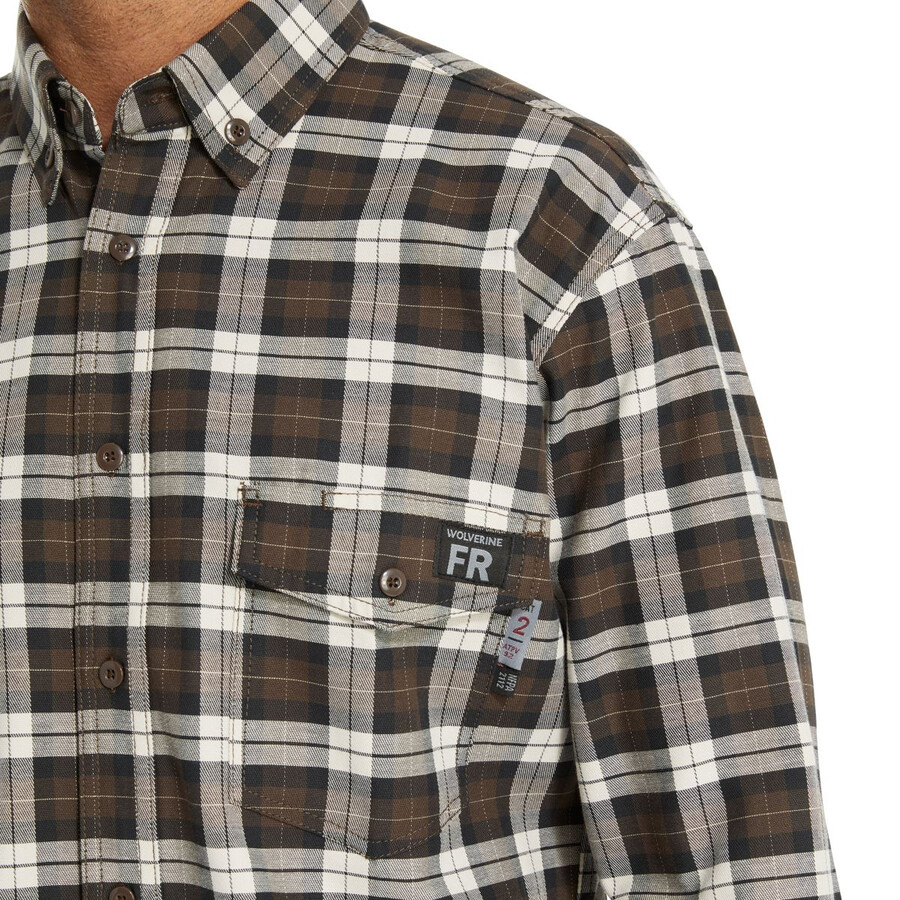 fr plaid long sleeve twill shirt