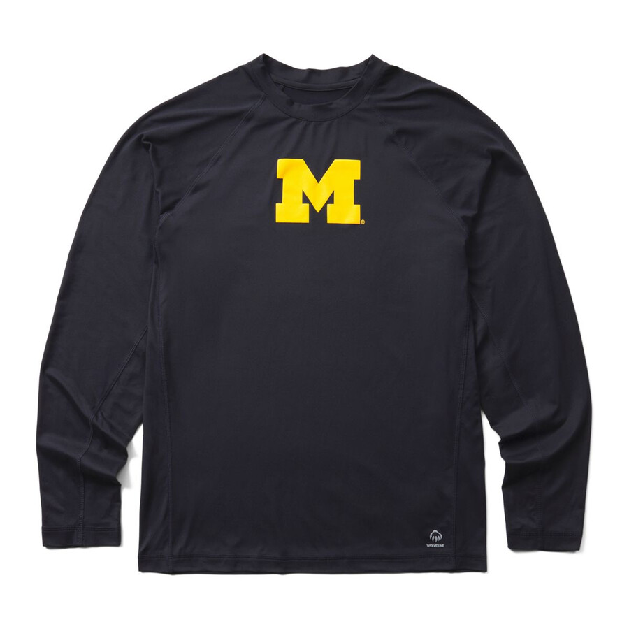 wolverine x valiant university of michigan sun-stop eco long sleeve tee