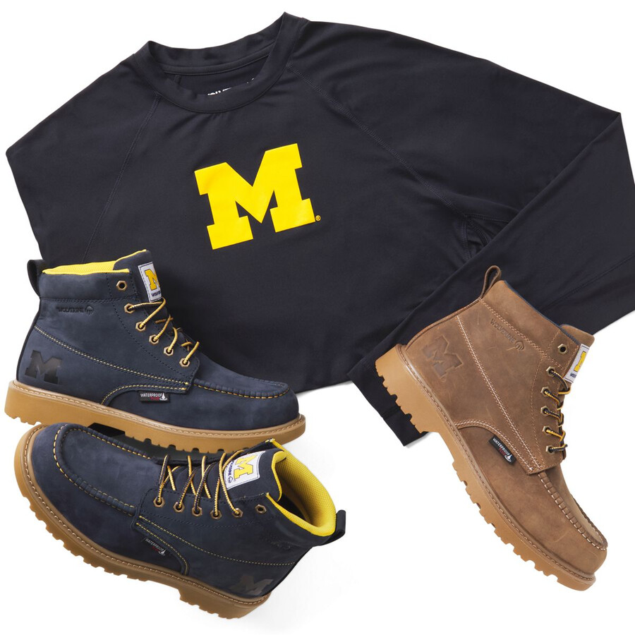 wolverine x valiant university of michigan sun-stop eco long sleeve tee