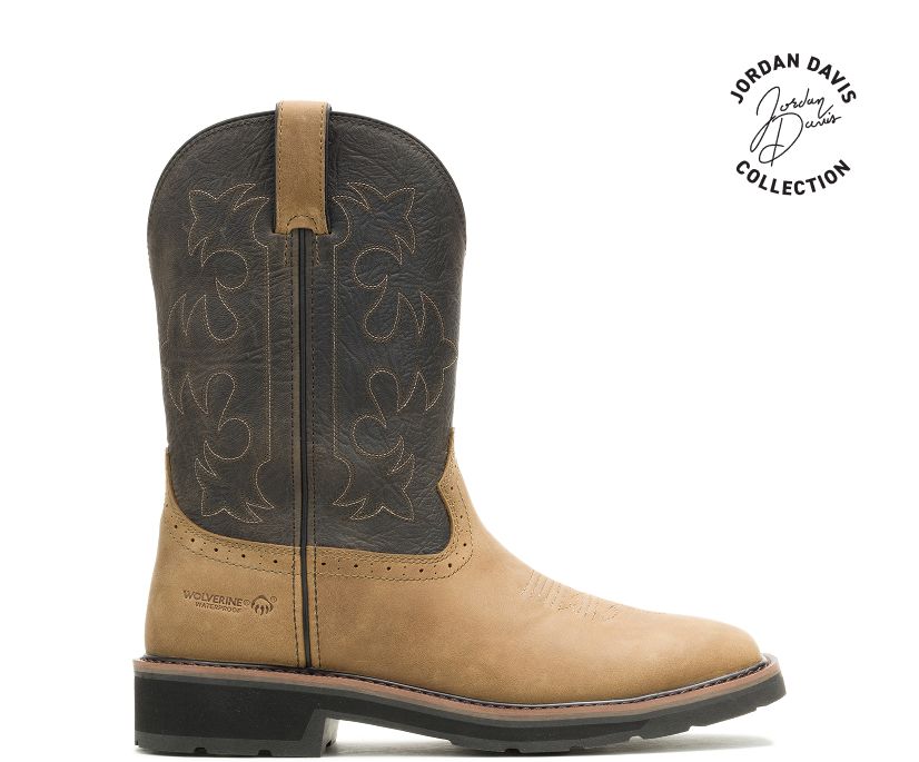 wolverine x jordan davis rancher fleur-de-lis soft-toe waterproof wellington