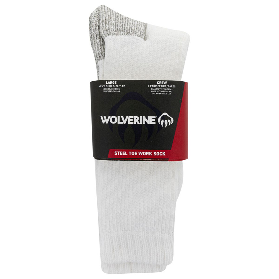 2-pk steel-toe cotton crew sock